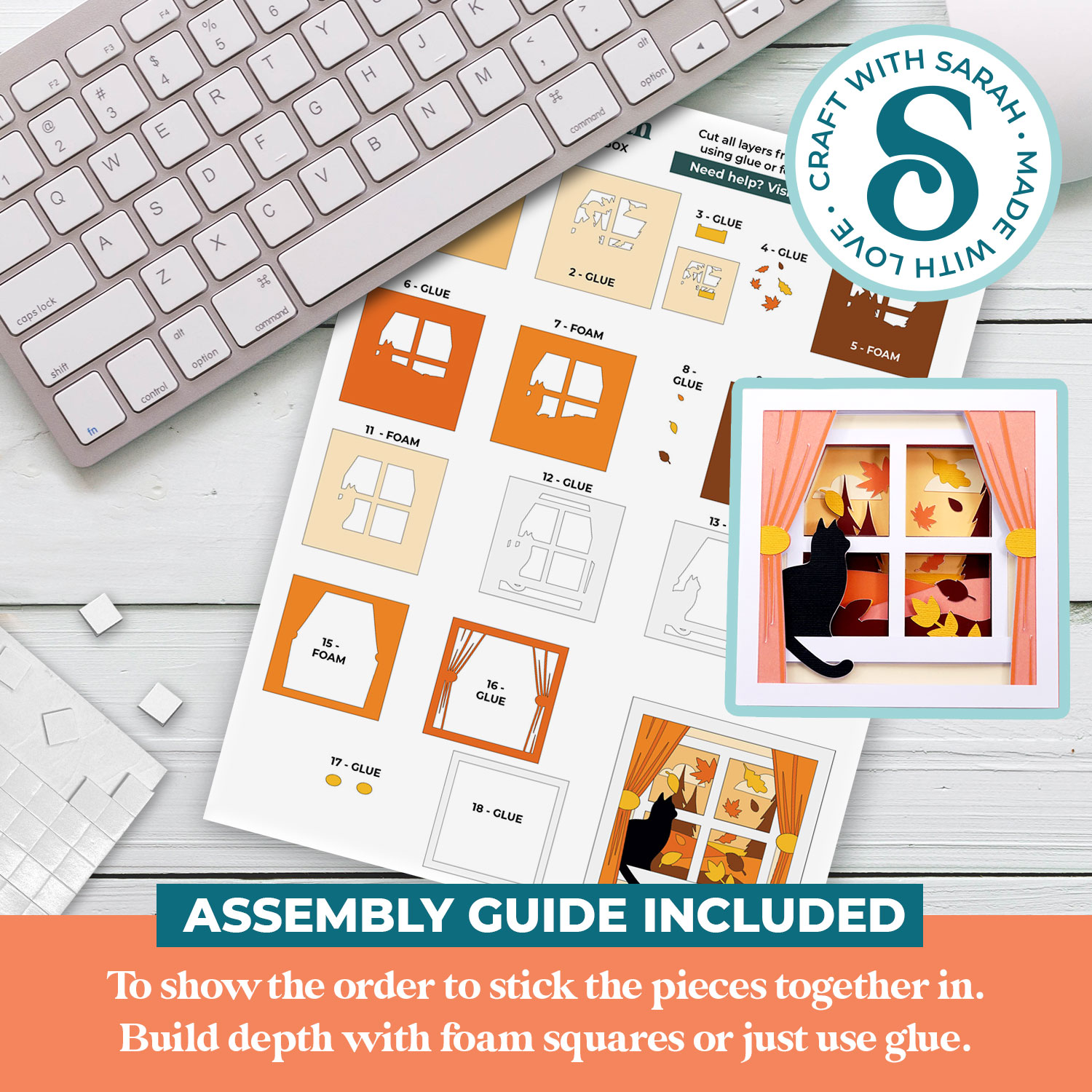 Autumn Cat in Window Shadow Box - Image 2