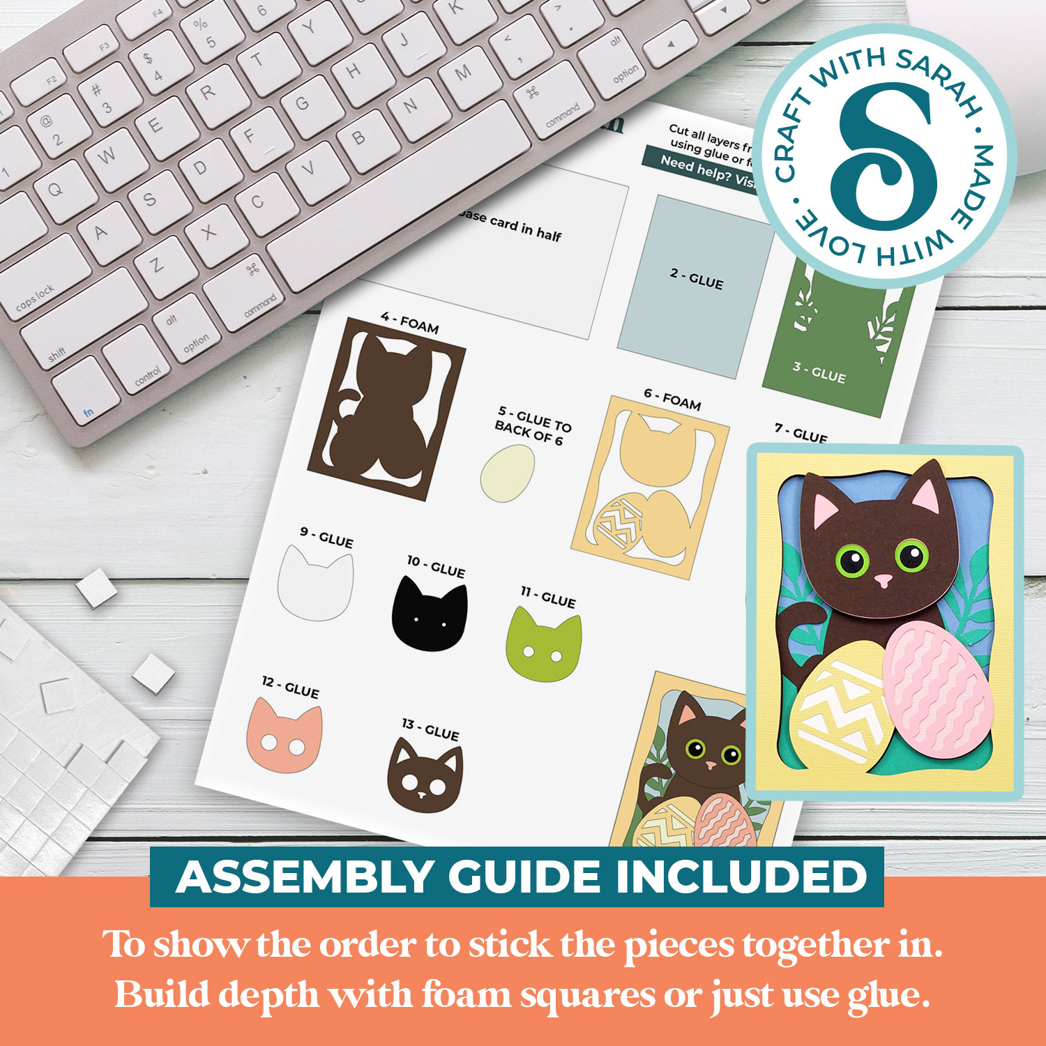 Cat with Easter Eggs A2 Card - Image 2