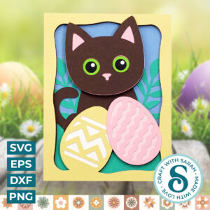 Cat with Easter Eggs A2 Card