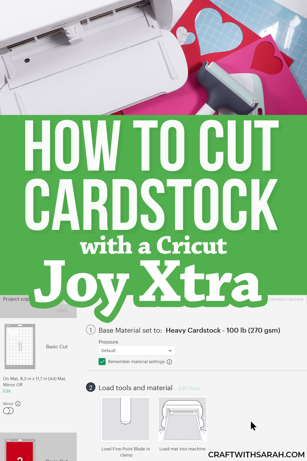 How to use Design Space to cut cardstock with a Joy Xtra Cricut machine