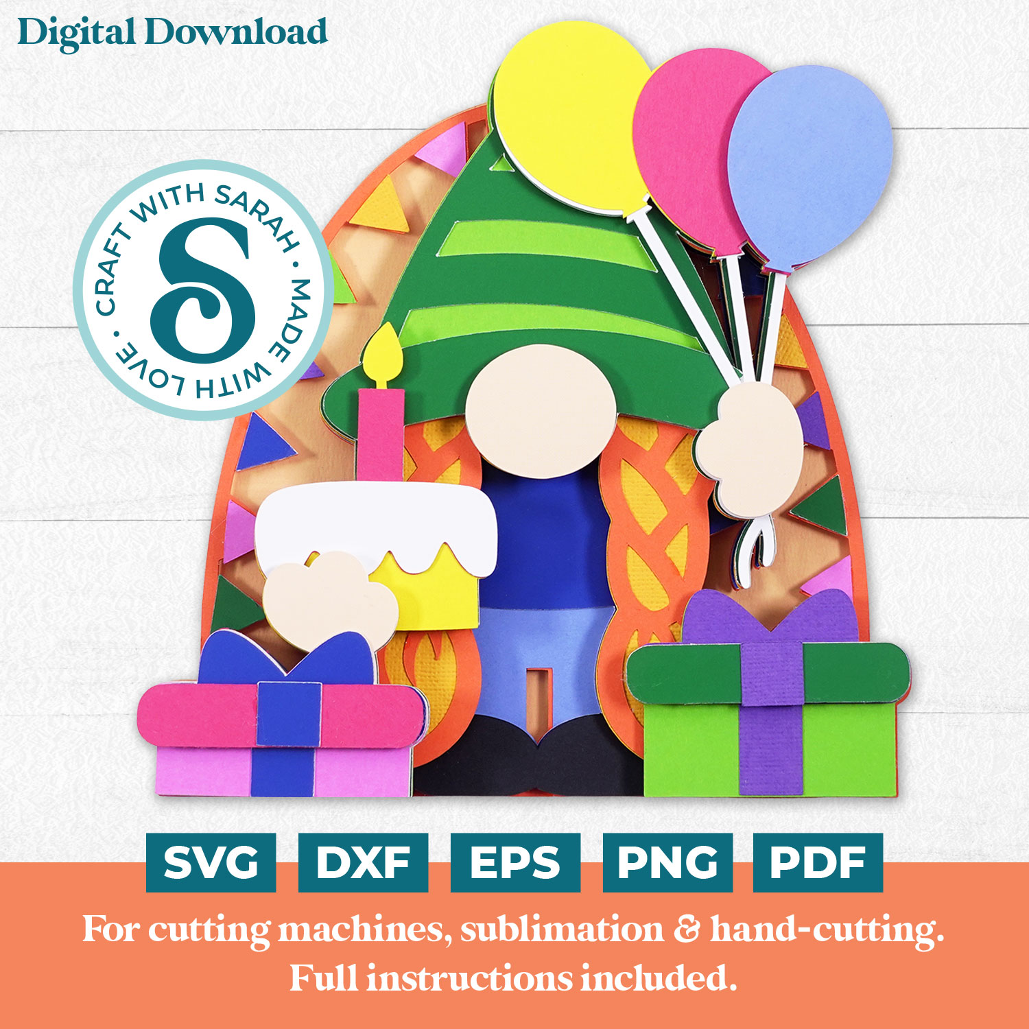 Birthday Party Gnome SVG (Female)