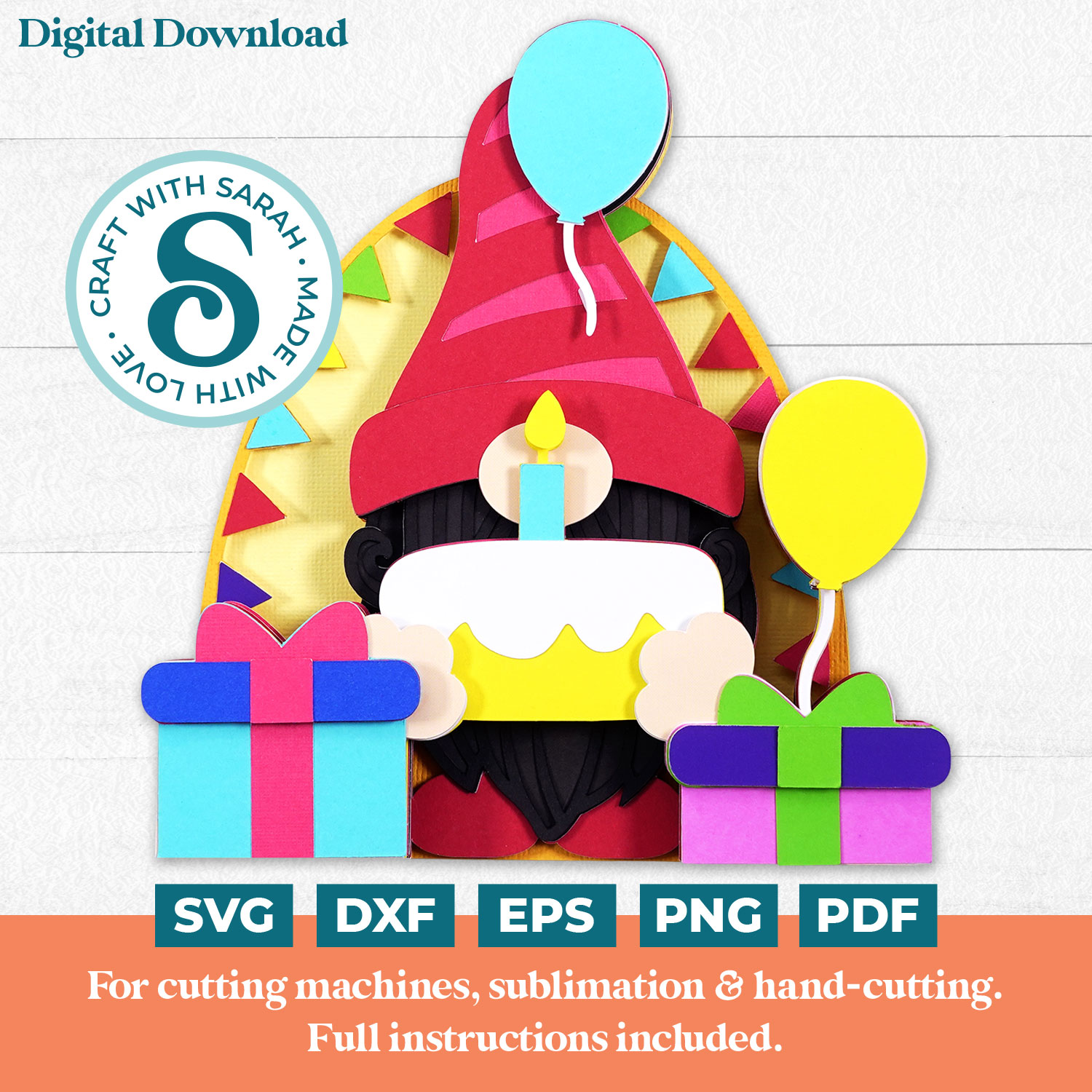 Birthday Party Gnome SVG (Male)