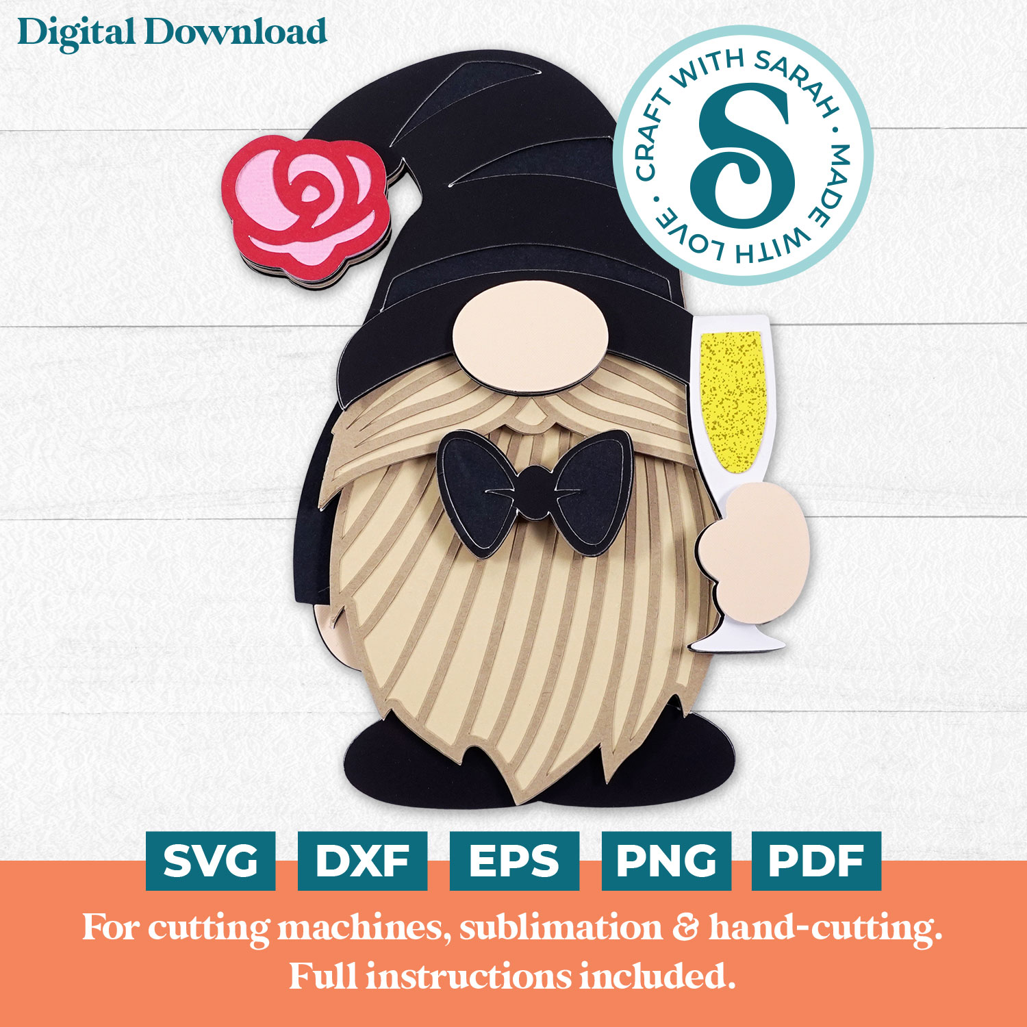 Black Tie Gnome SVG (Male)