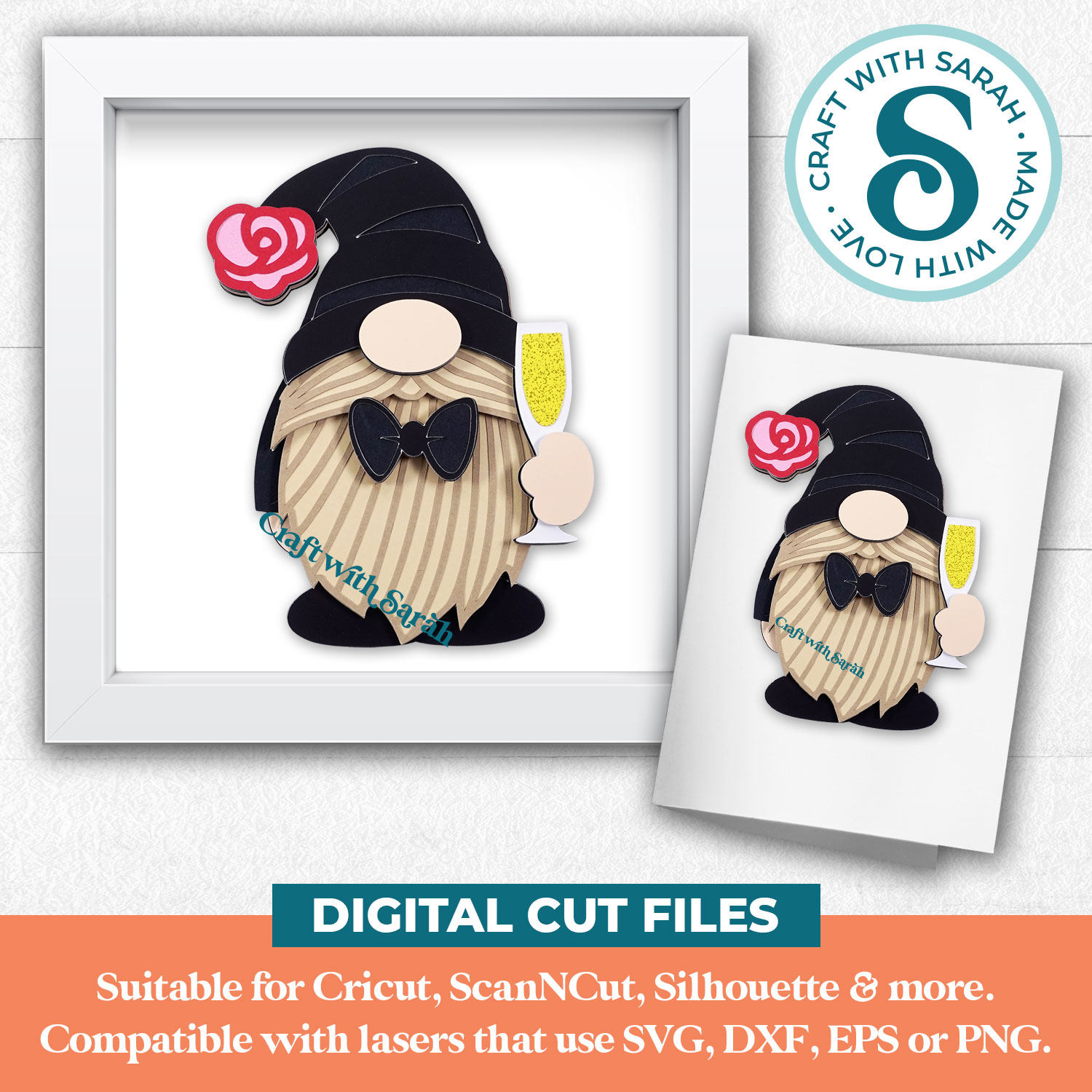 Black Tie Gnome SVG (Male) - Image 3