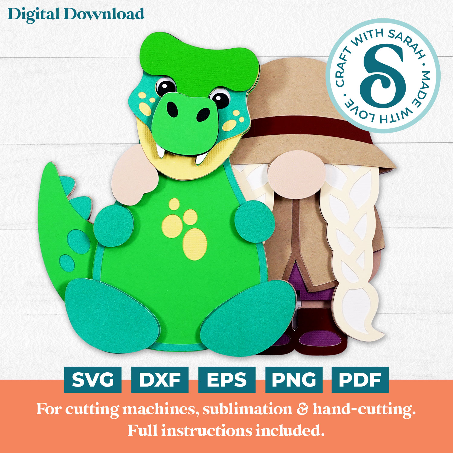 Dinosaur Gnome SVG (Female)
