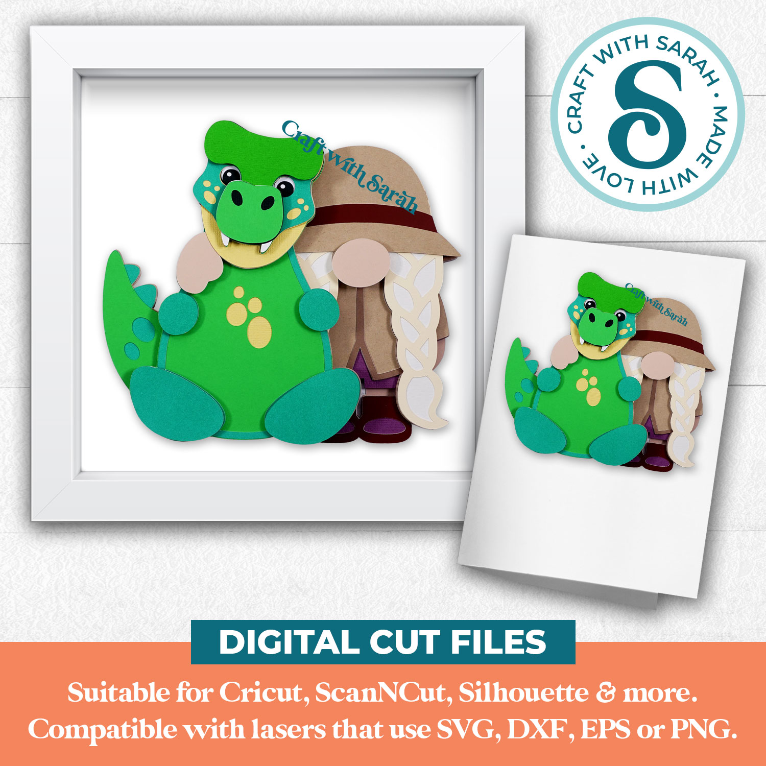 Dinosaur Gnome SVG (Female) - Image 3