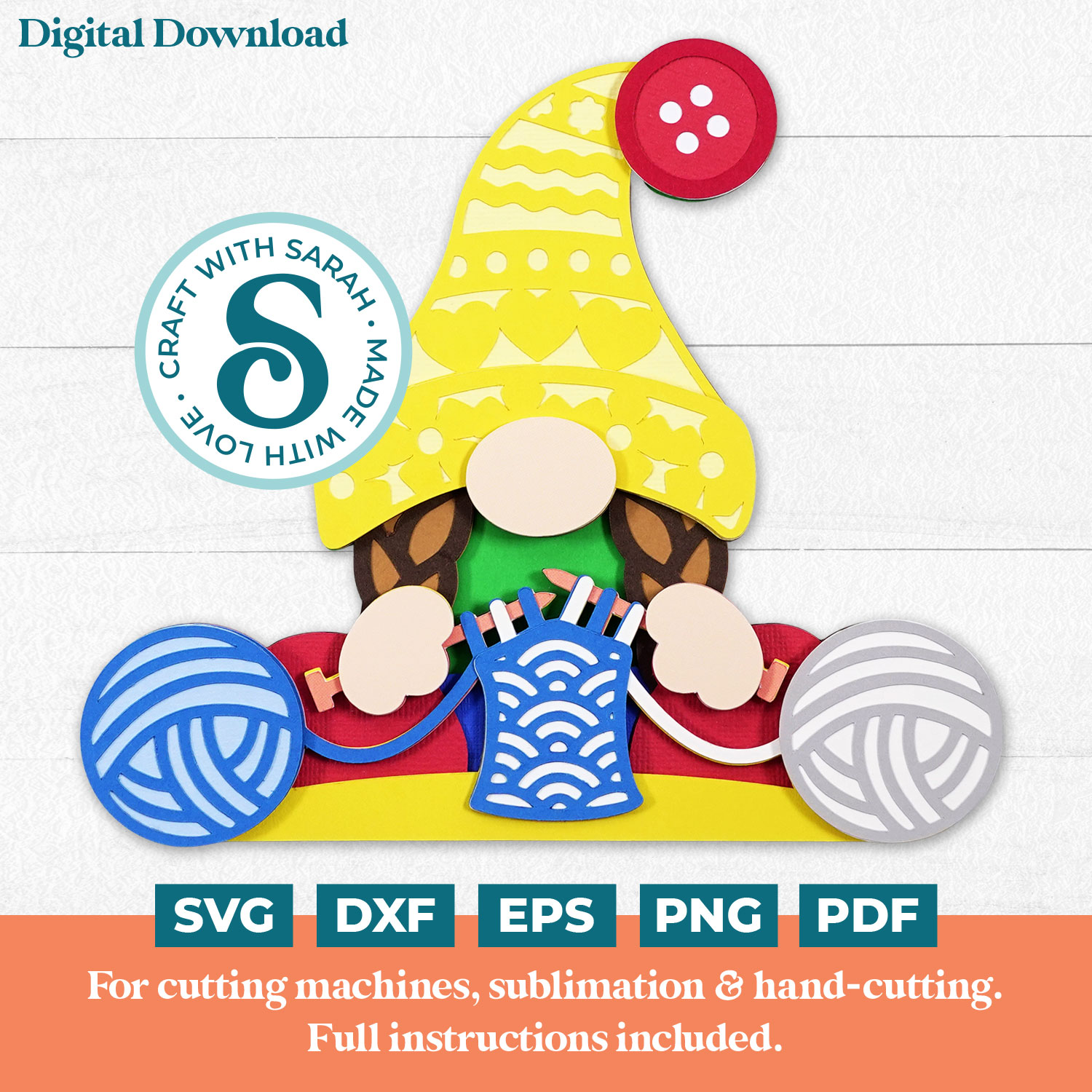 Knitting Gnome SVG (Female)
