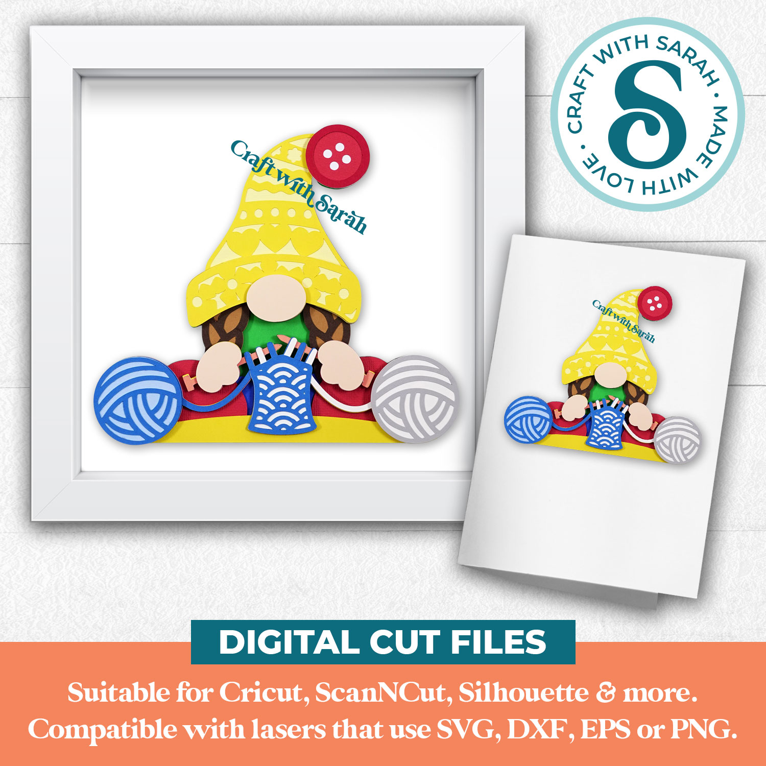 Knitting Gnome SVG (Female) - Image 3