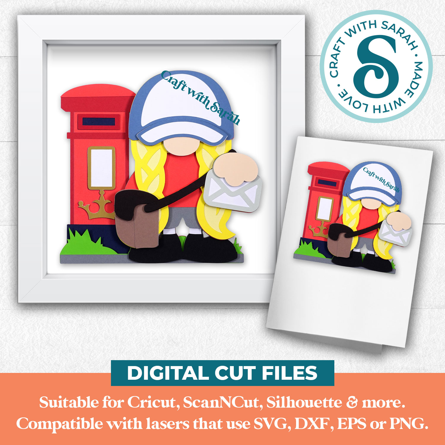 Postal Worker Gnome SVG (Female) - UK Version - Image 3