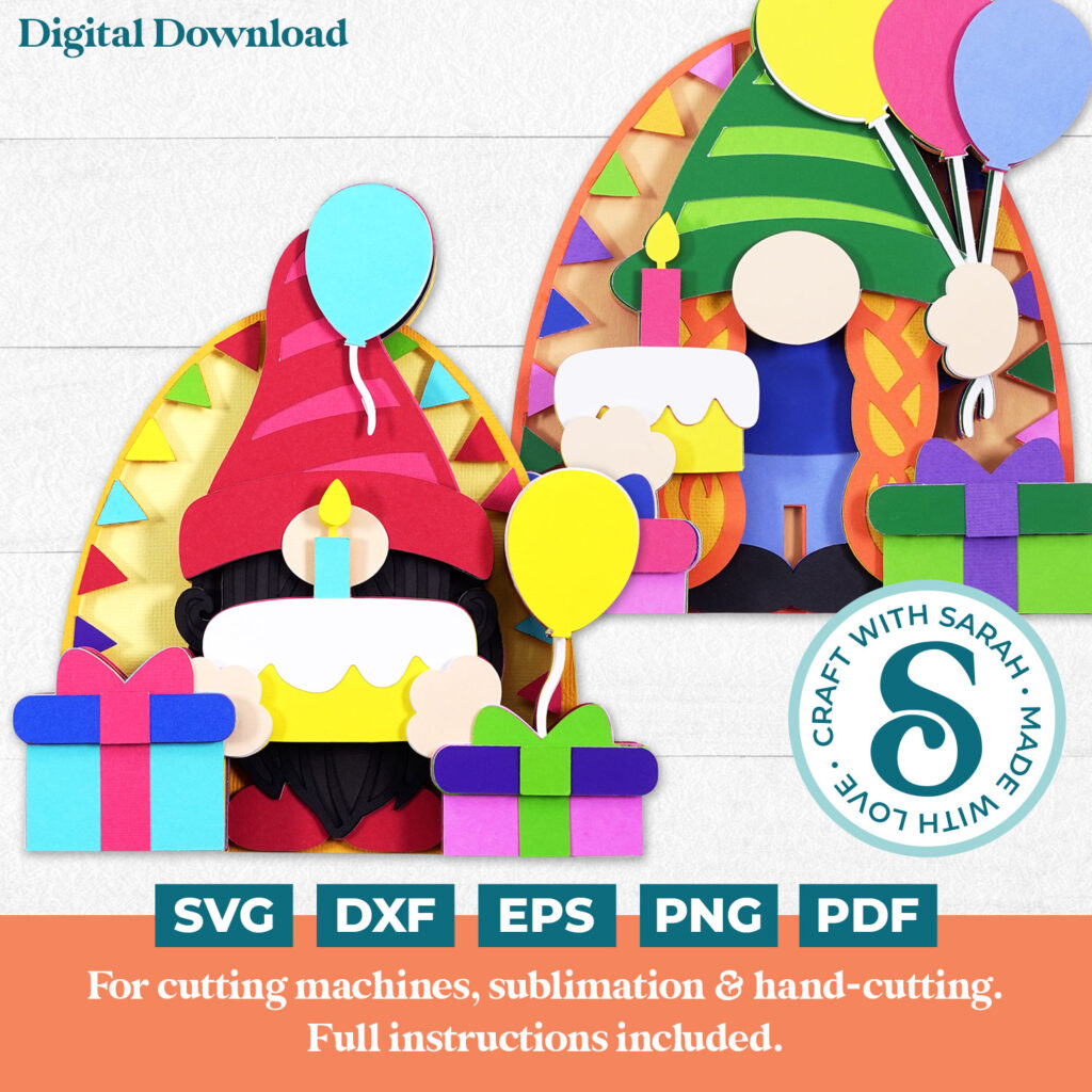 Birthday Party Gnome SVGs - Craft with Sarah