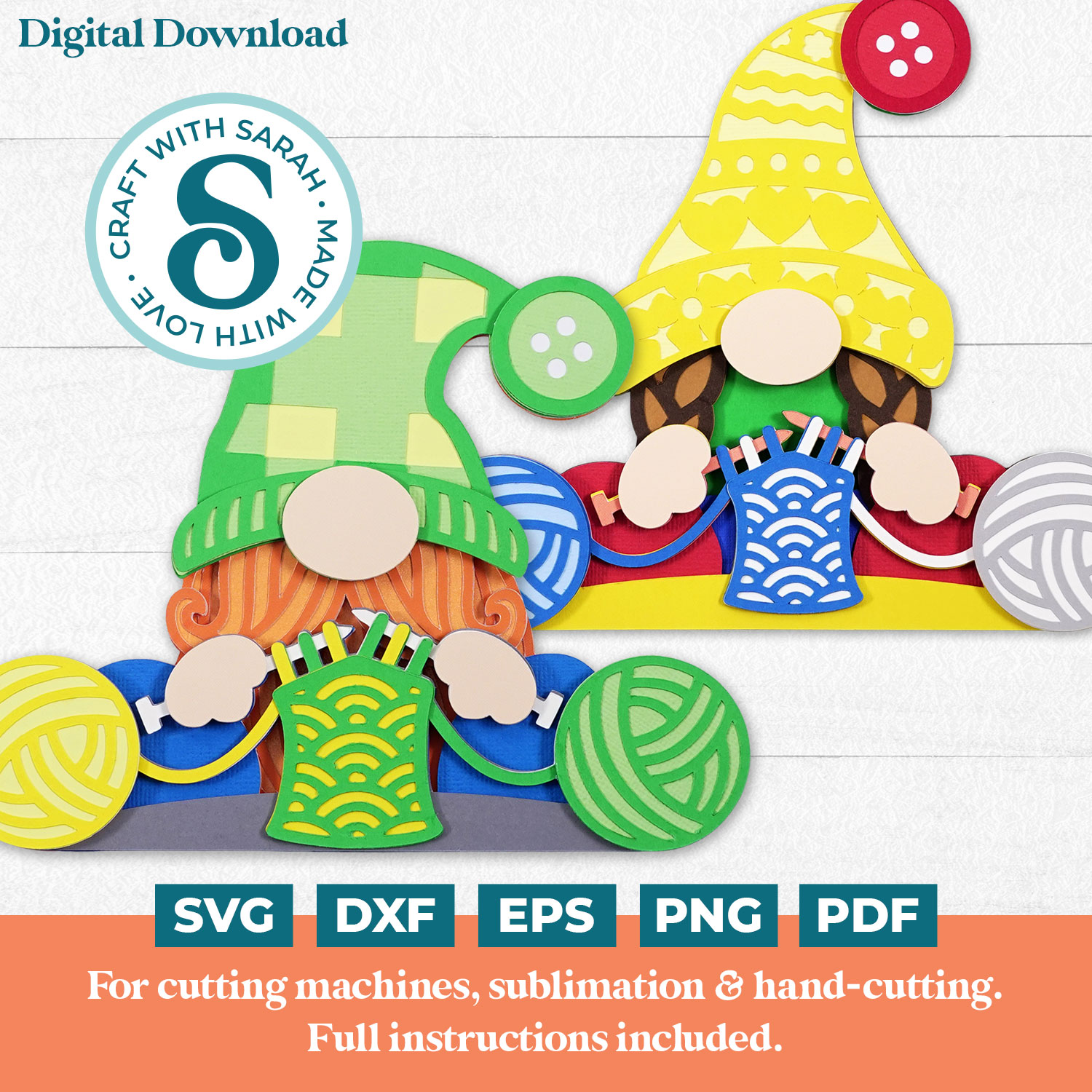 Knitting Gnome SVGs