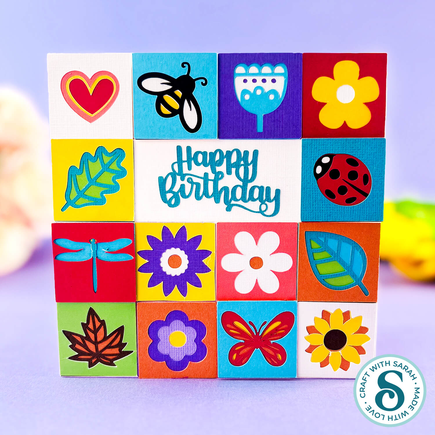 Colourful spring themed handmade card by Craft with Sarah