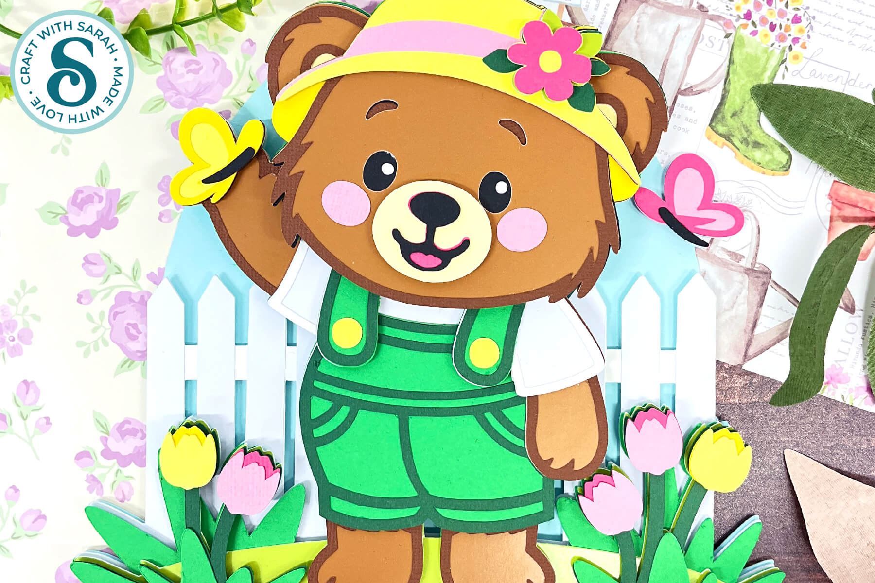 Gardening Teddy Bear SVG for Spring by Craft with Sarah