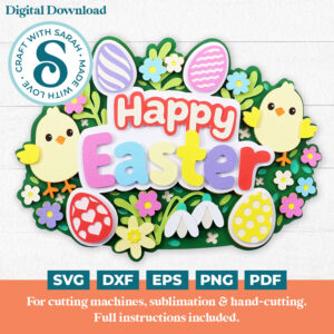Happy Easter Chicks SVG