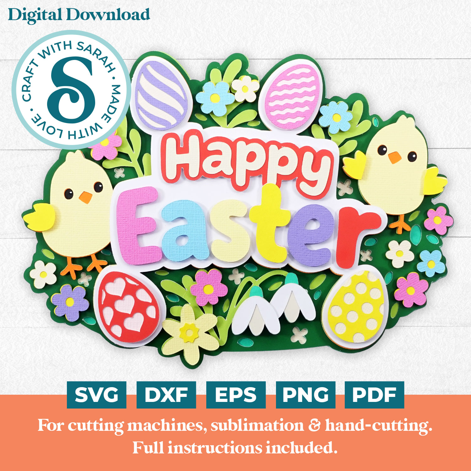 Happy Easter Chicks SVG