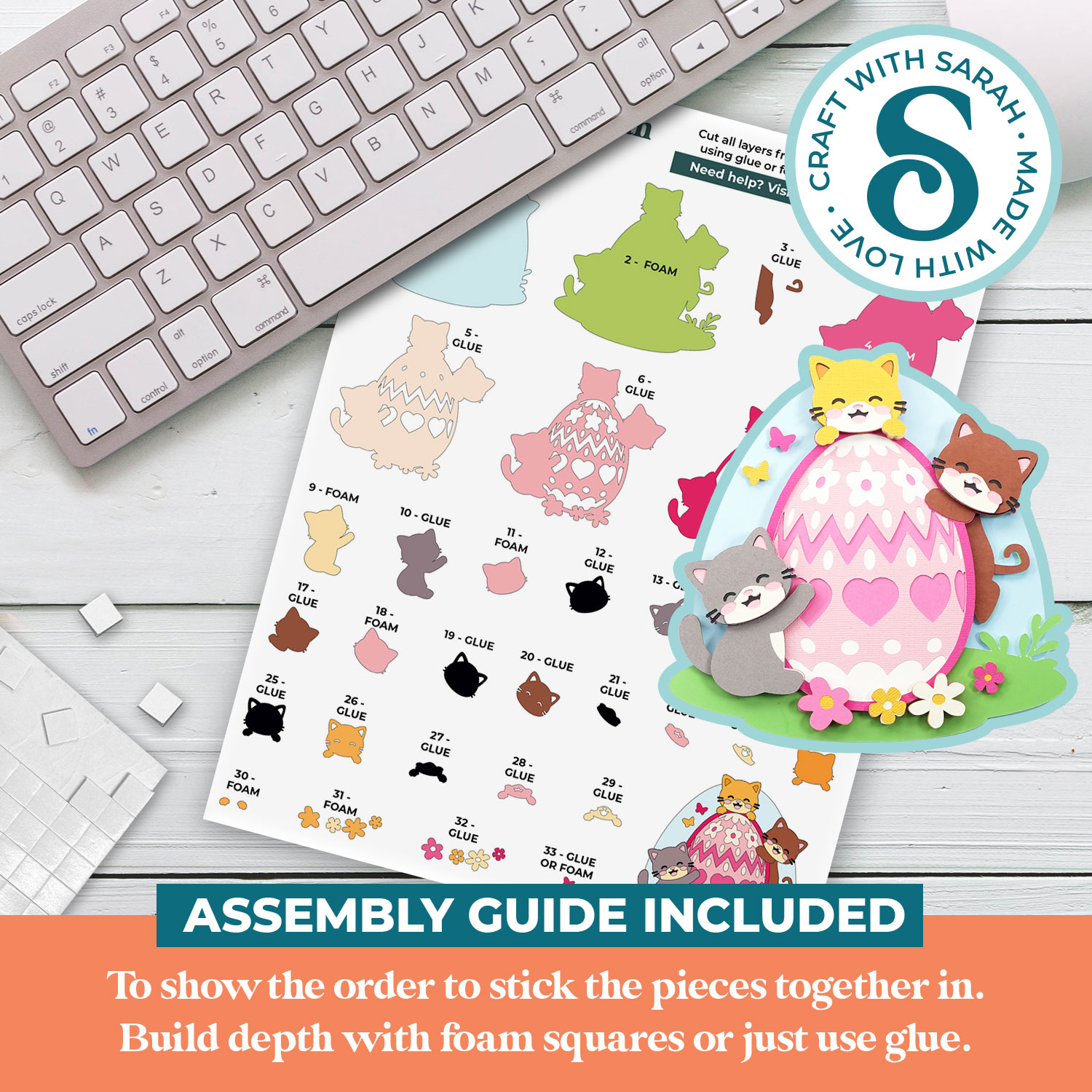 Kittens with Easter Egg SVG - Image 2