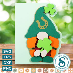 St Patrick's Day Gnome Side Edge Card (Female)