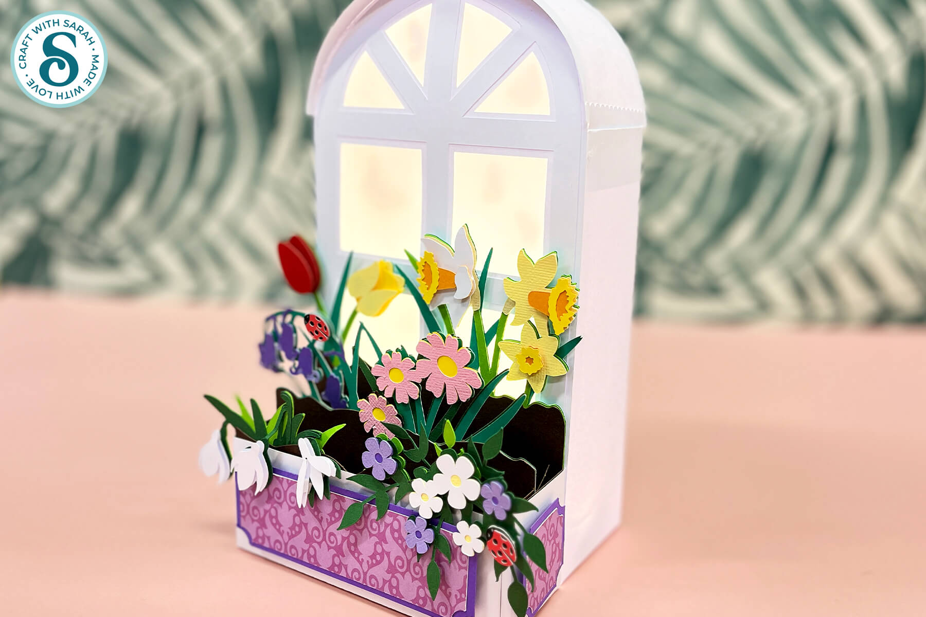 Spring flowers window lantern by Craft with Sarah