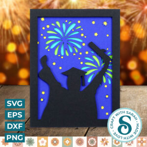 Graduation Card with Fireworks