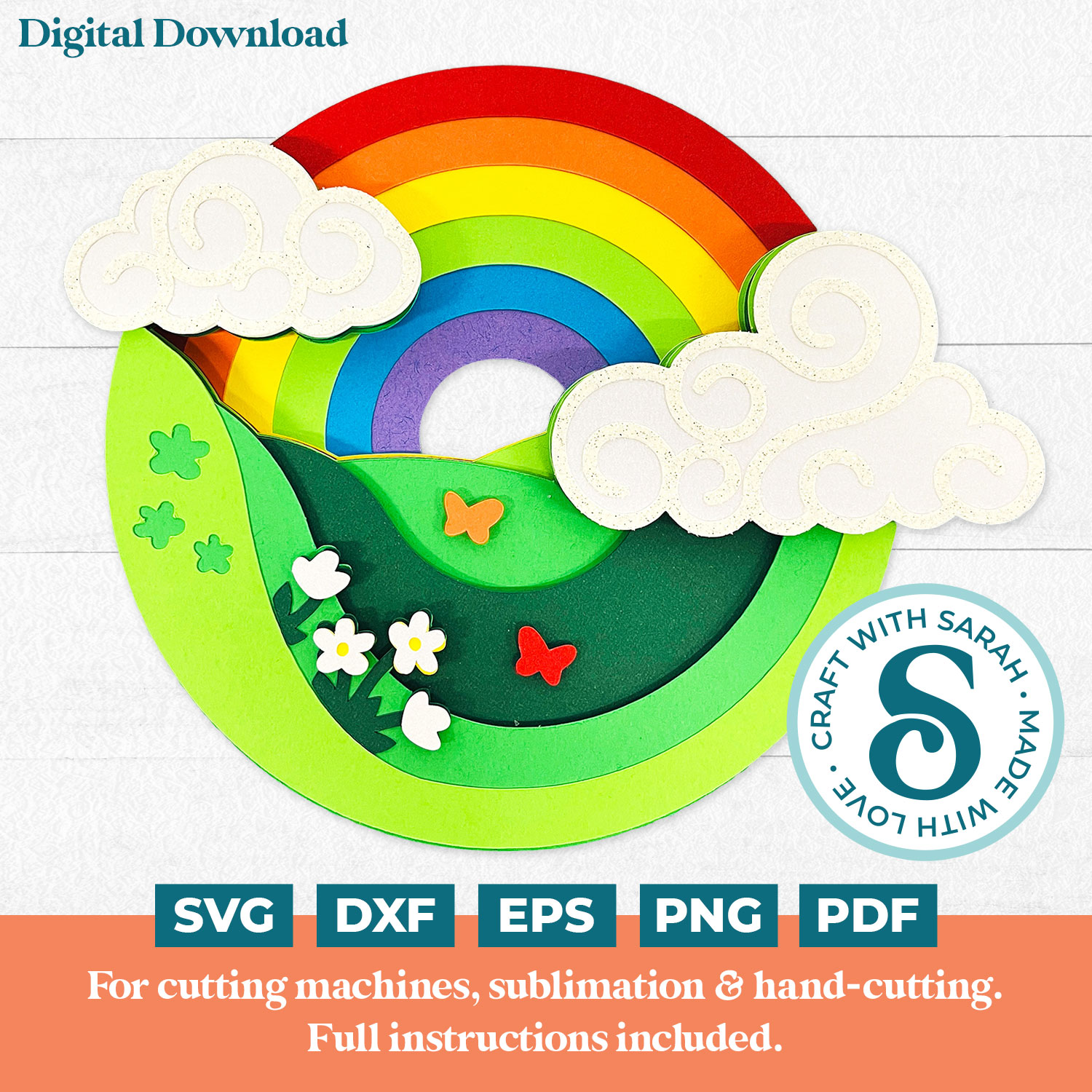 Rainbow Fields SVG for Spring