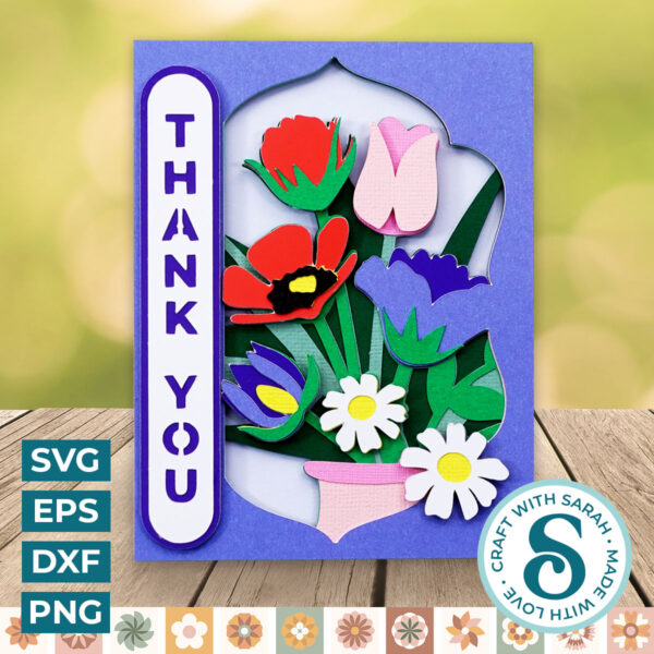 Flowers Thank You A2 Card - Craft with Sarah
