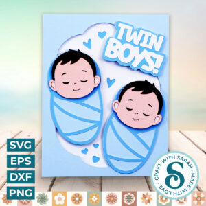 Twin Boys A2 Card (New Baby Card)