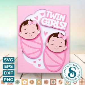 Twin Girl A2 Card (New Baby Card)