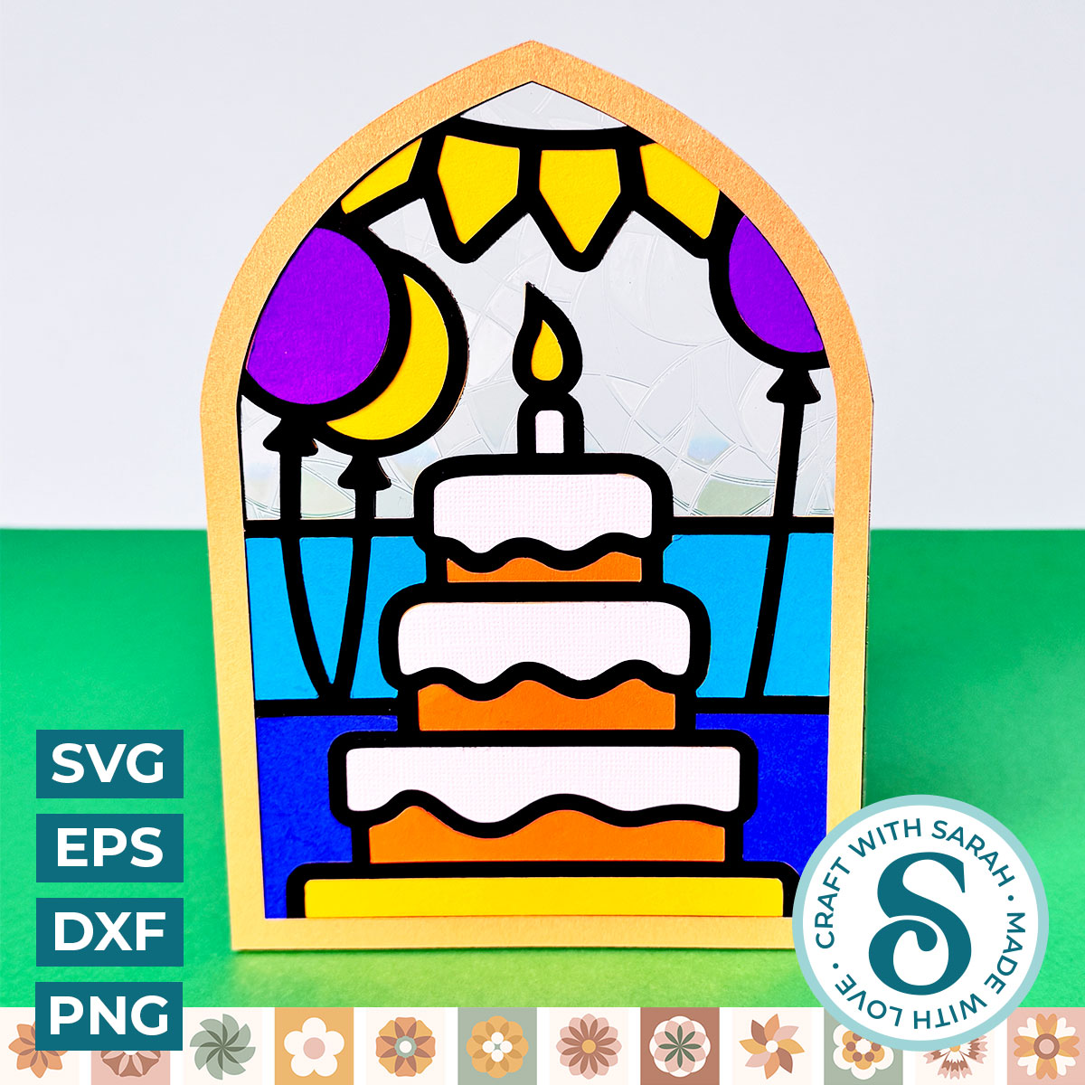 Birthday Cake Stained Glass Window