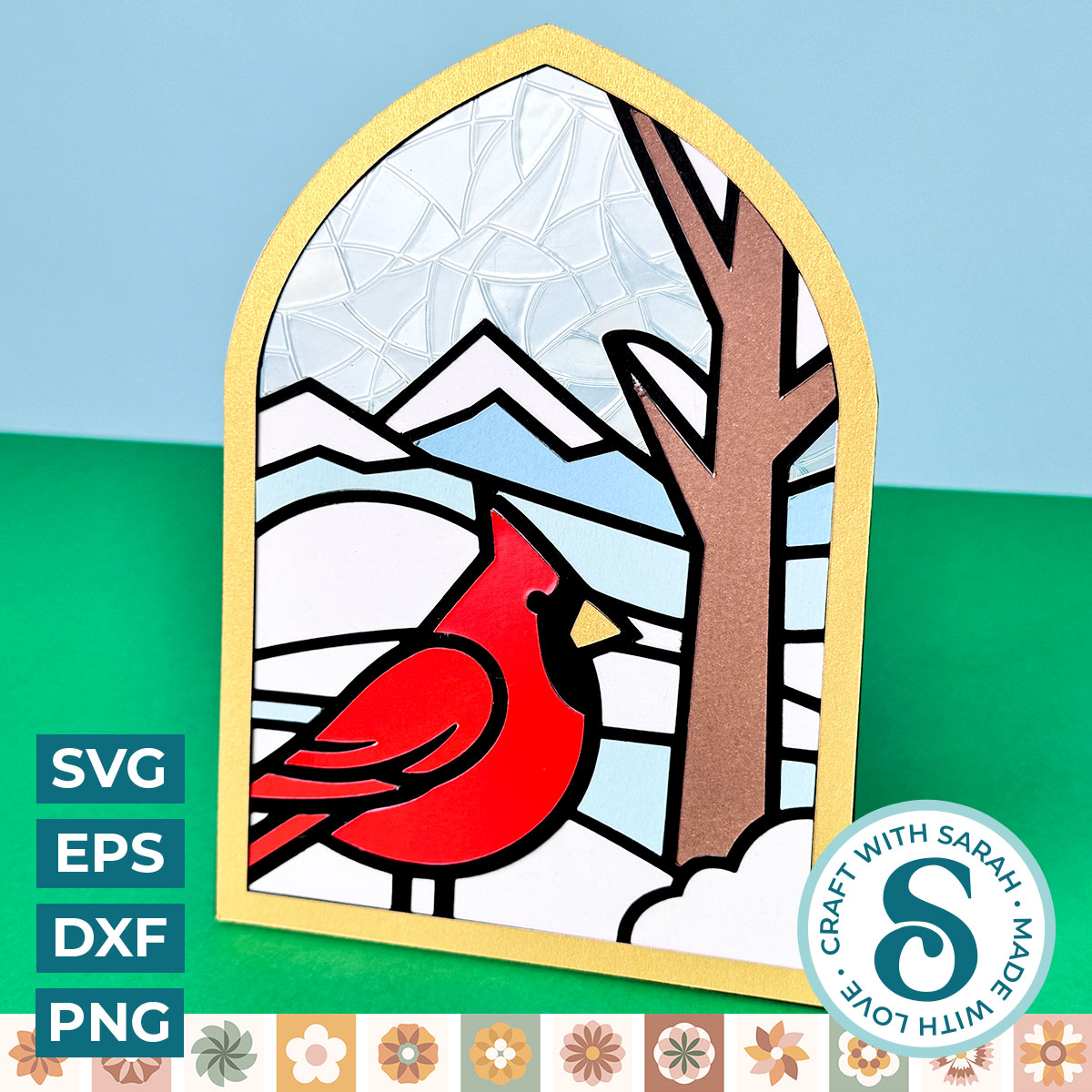 Winter Cardinal Stained Glass Window