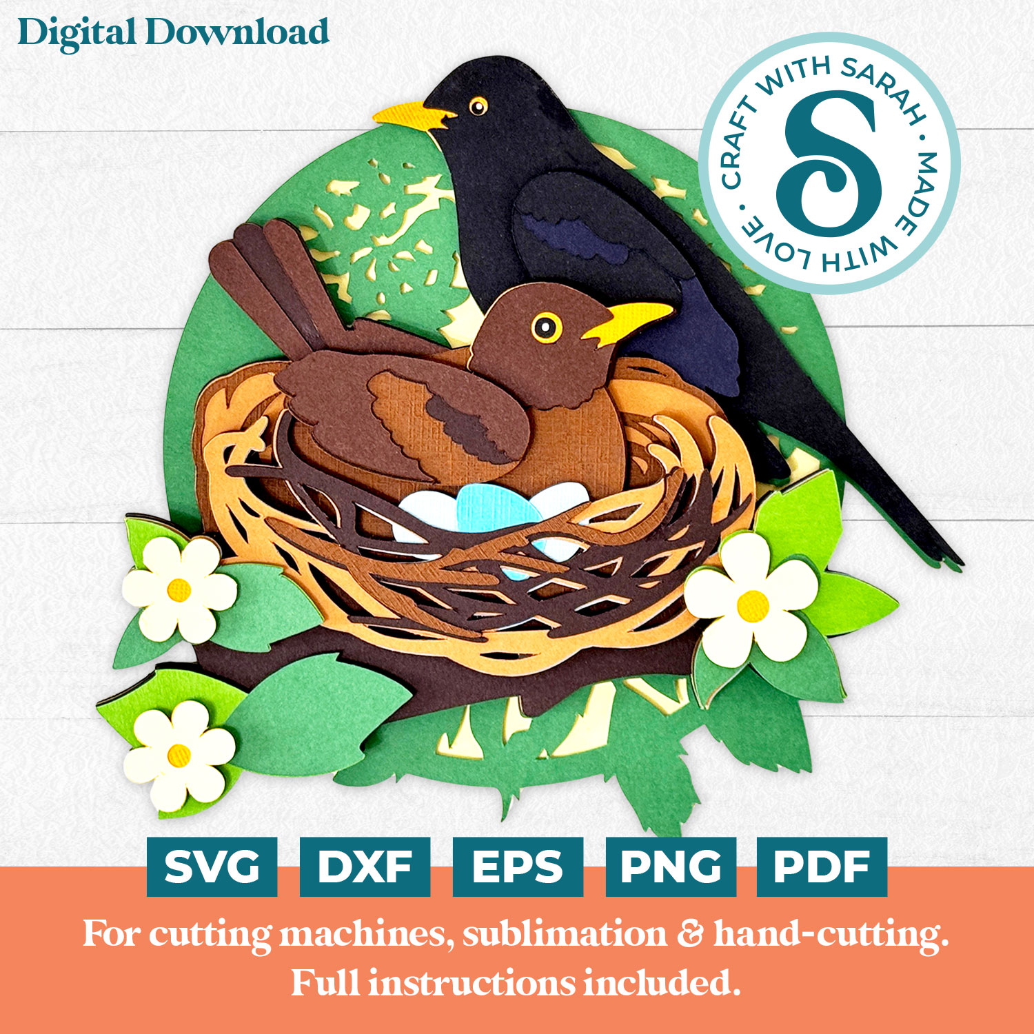 Nesting Blackbirds SVG
