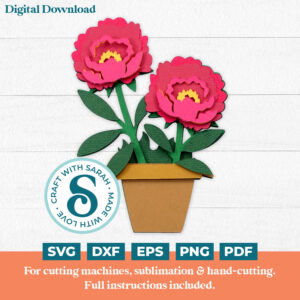 Peony Flower Pot Mini SVG