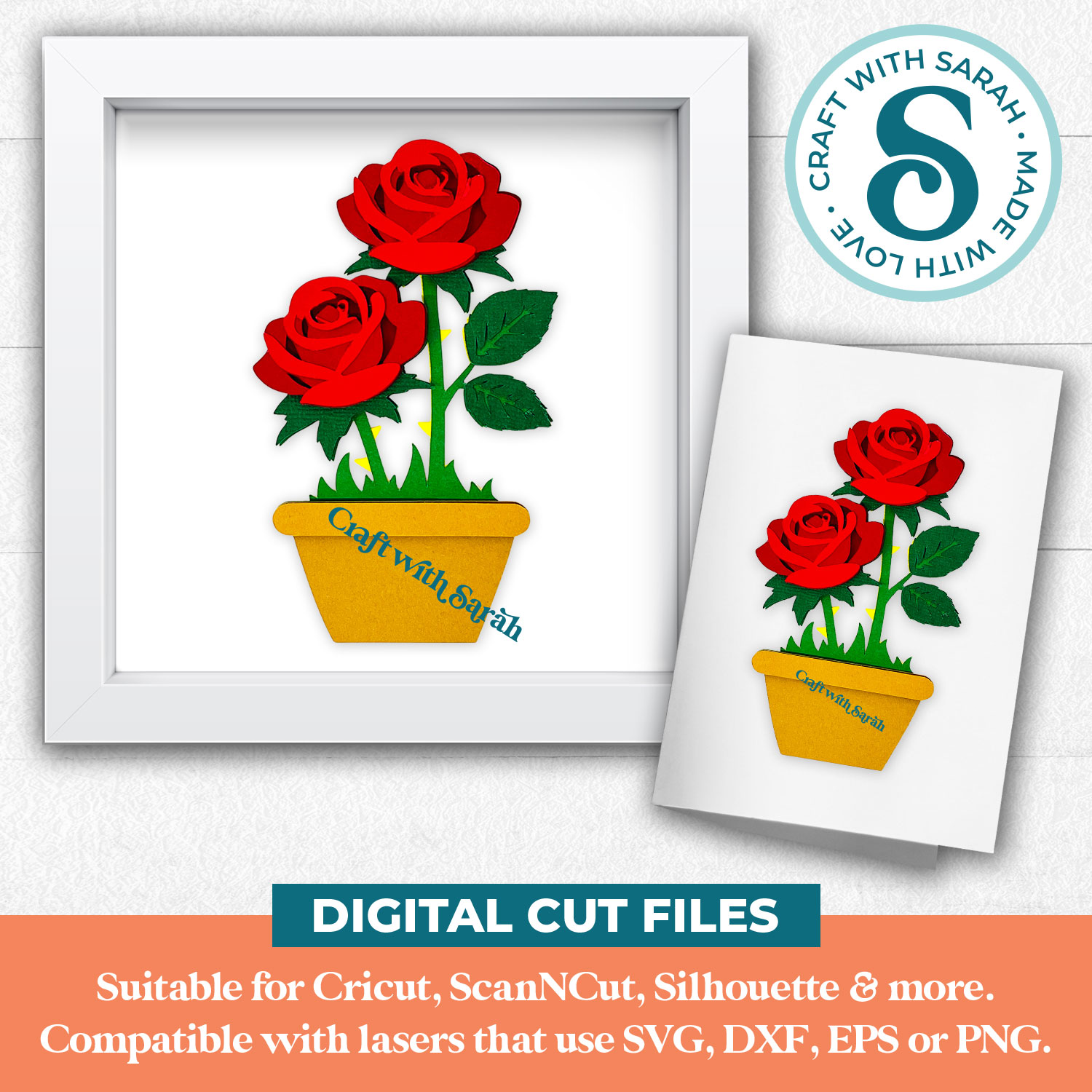 Rose Flower Pot Mini SVG - Image 3