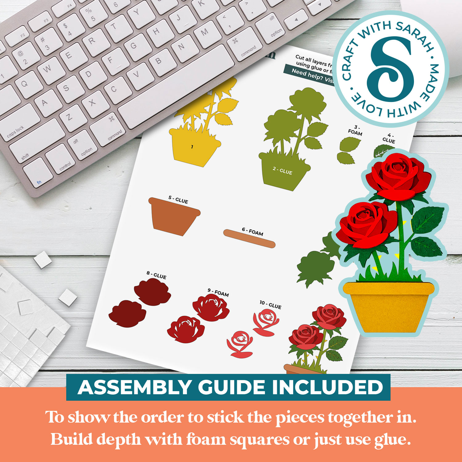 Rose Flower Pot Mini SVG - Image 2