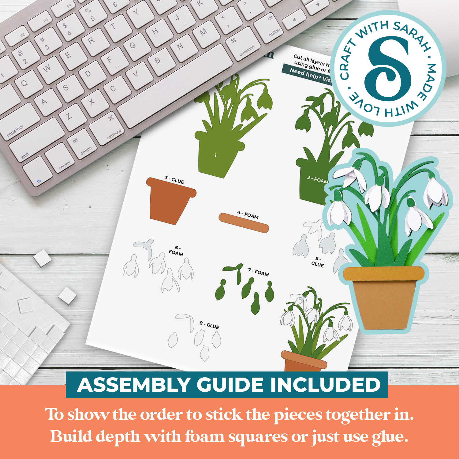 Snowdrop Flower Pot Mini SVG - Image 2