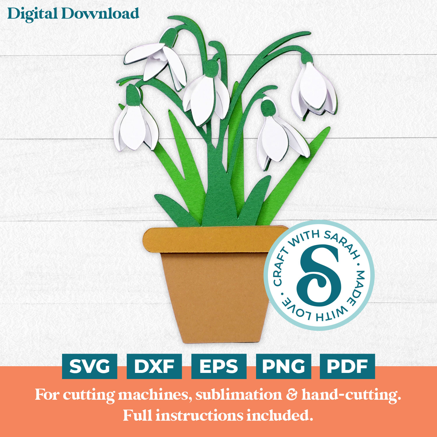 Snowdrop Flower Pot Mini SVG