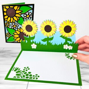 Sunflower Double-Sided Popout Card & Blank Template