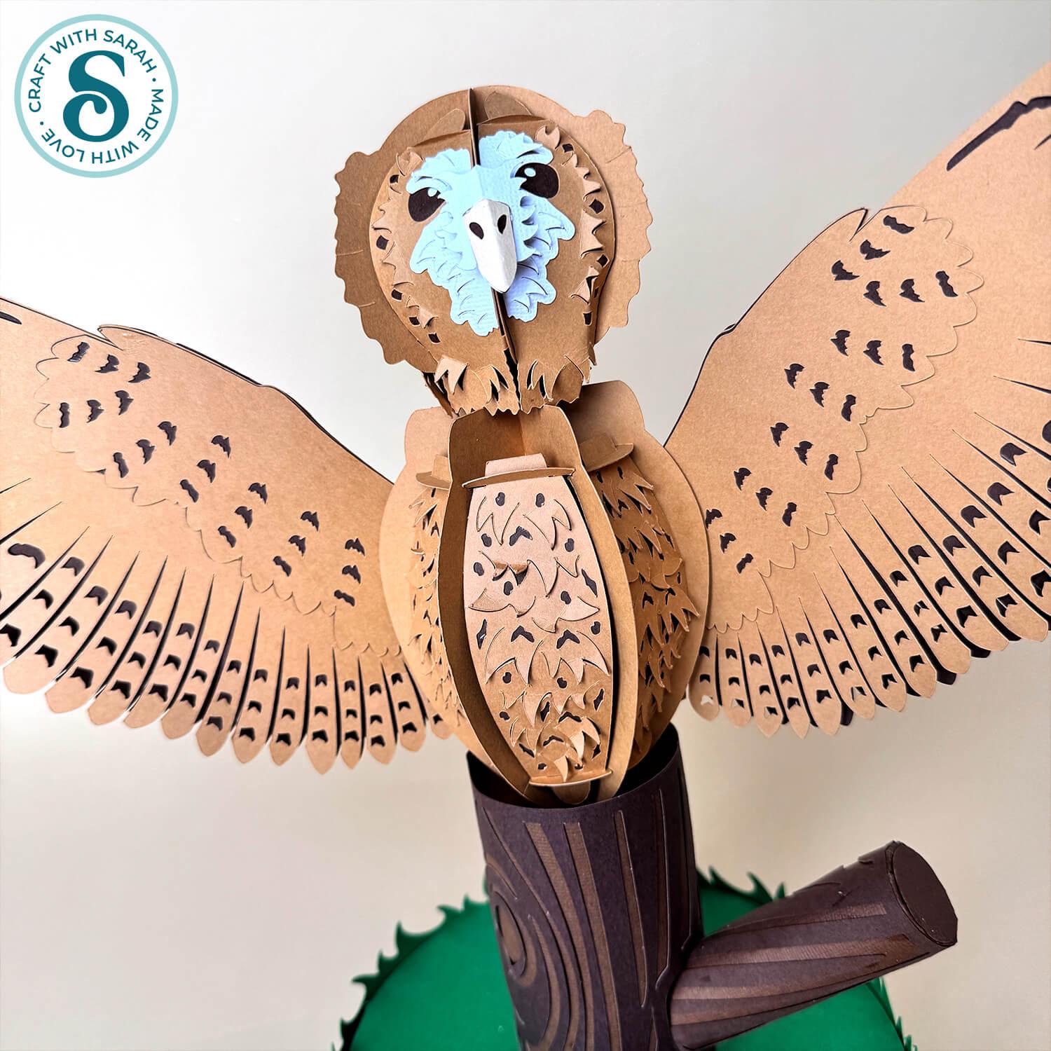 3D owl made with a Cricut machine from cardstock