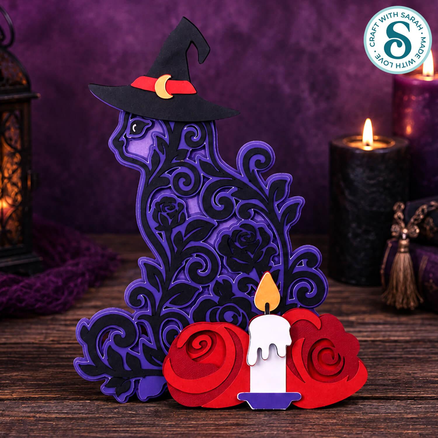 Witch cat papercraft project by Craft with Sarah