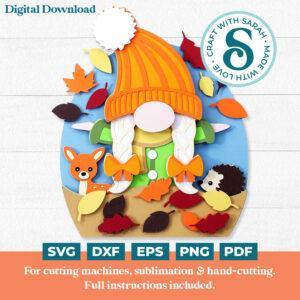 Autumn Leaf Gnome SVG - Female