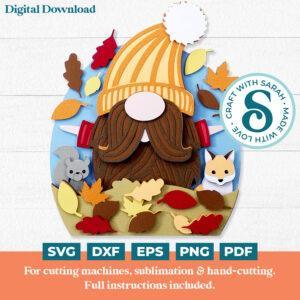 Autumn Leaf Gnome SVG - Male