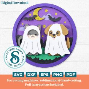 Dog and Cat Ghosts SVG for Halloween