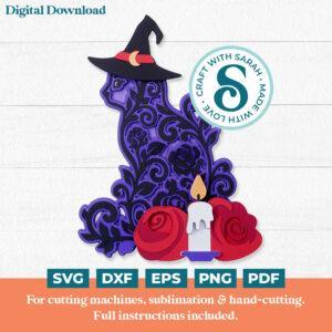 Gothic Witch Cat SVG