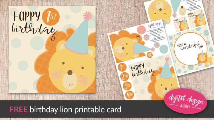 Cute Lion Birthday Card Free Primtable