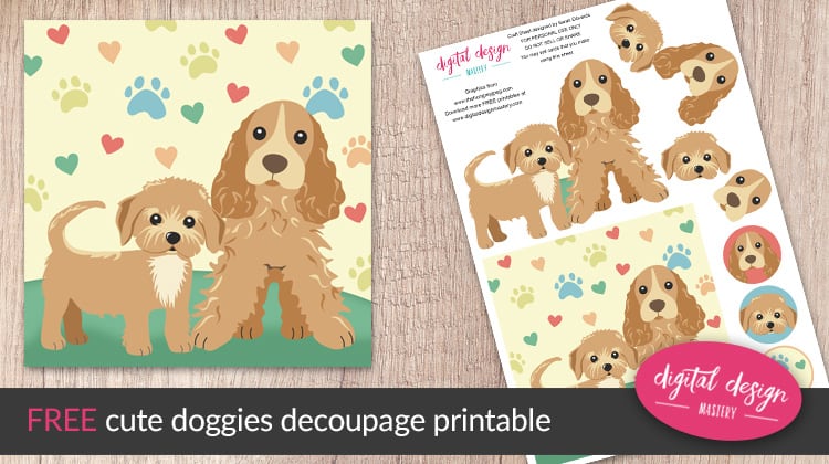 Free dogs decoupage printable for card making