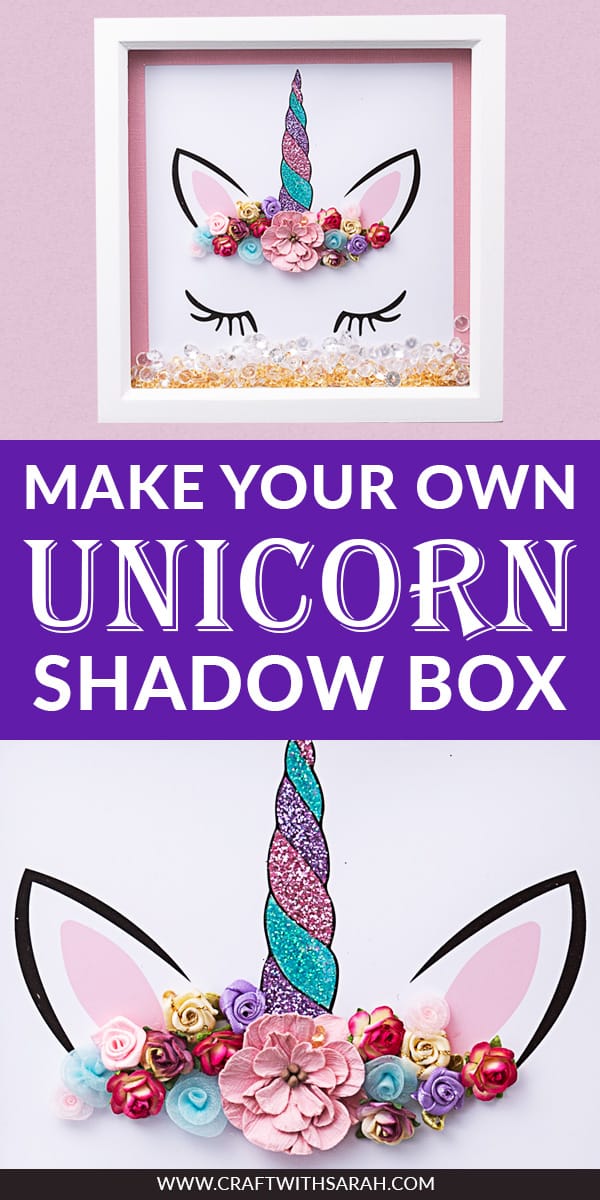 Make your own Unicorn Shadow Box with this FREE printable template. Create DIY Unicorn wall art with this easy unicorn printable and full photo instructions. Unicorn crowns are so popular for girl's wall art and bedroom decorations. #unicorn #shadowbox #unicornart #unicornlove