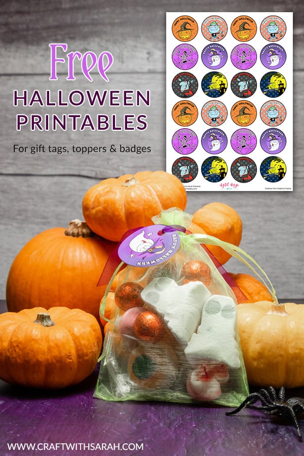 Enjoy these free Halloween gift tags printables. Print your own Halloween badges, gift tags and card toppers in large or small size. Make your own Halloween sweet bags with this fun tutorial & free gift tags. #halloween #halloweencraft #gifttags