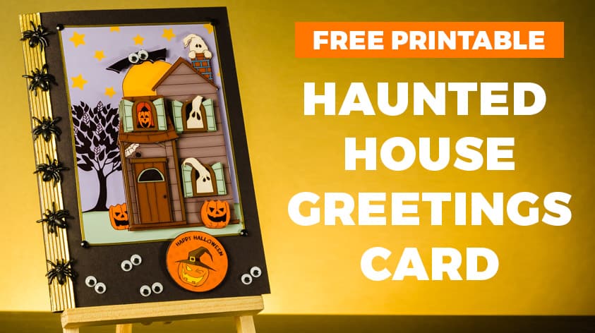 Haunted house greetings card decoupage topper