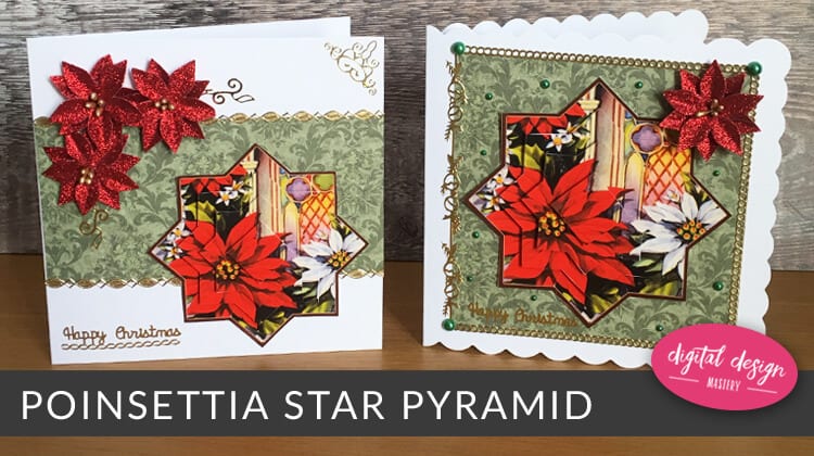 Poinsettia star pyramid card making download - free printable
