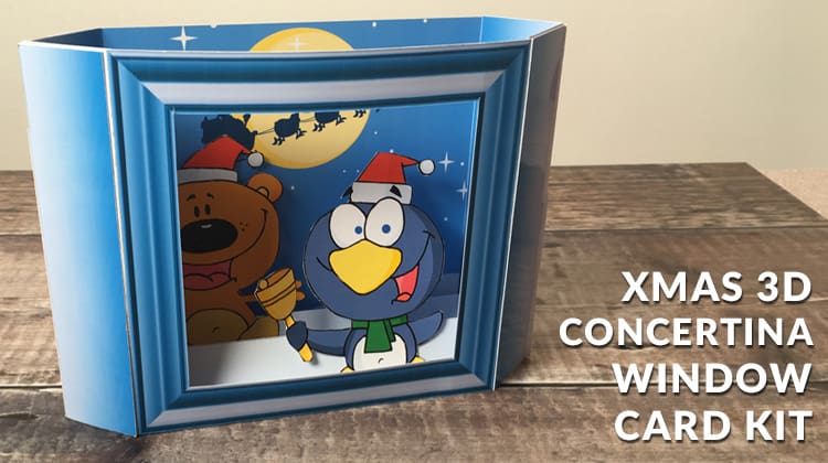 Free printable card making kit and full tutorial to make this Christmas animals 3D concertina window handmade card.