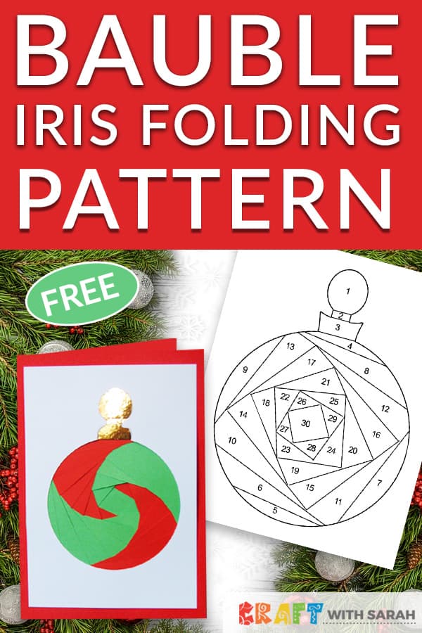 Celebrate Christmas with this lovely traditional Christmas bauble iris folding pattern. The perfect Xmas iris folding template for beginners! #irisfolding #christmascard #bauble #christmascrafts